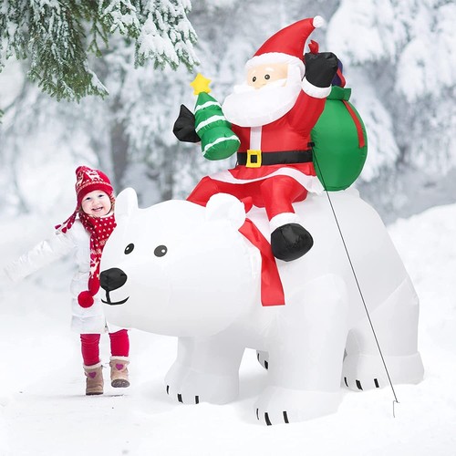 Weihnachtsmann auf eisbär - weihnachtsmann,