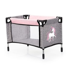 Puppen Reisebett Puppenbett rosa grau mit Einhorn    Des. 33x