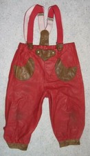 Kinder- Kniebund- LEDERHOSE / Spielhose / Hose in rot ca. Gr. 134