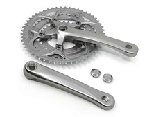 Tretkurbel 3-Fach 30 / 42 / 52 Zahn Racing Crank Aluminium Kurbelgarnitur Silber
