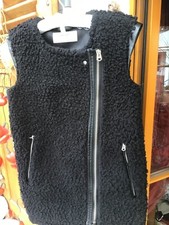 Zottel Fell Weste ohne Arm Reißverschluss Long Weste gr.M Zara schwarz