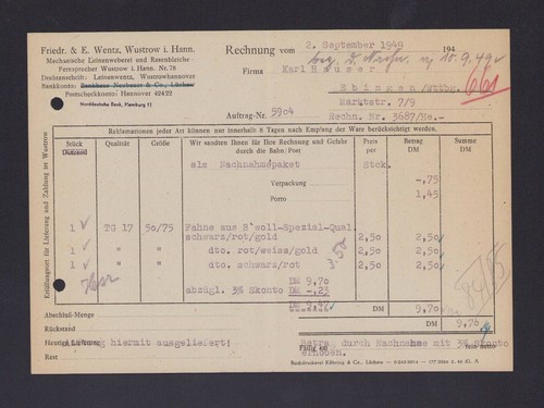 Wustrow rechnung 1949 - rechnung,