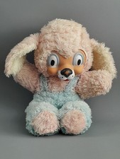 ALT DDR Gummigesicht Puppe Plüschtier Hase Blau/rosa Spielzeug Sammler 35cm RAR