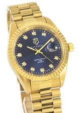 Cavadini Herrenuhr Leonardo CV-332J Datum massiv Edelstahl Zikonia gold-blau