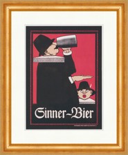 Sinner Bier Alfred Kusche 1908 Karlsruhe Brauerei  Plakatwelt 191 Gerahmt