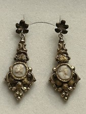 Antike Ohrringe Gold 585  Gemme Cameo Biedermeier Victorian