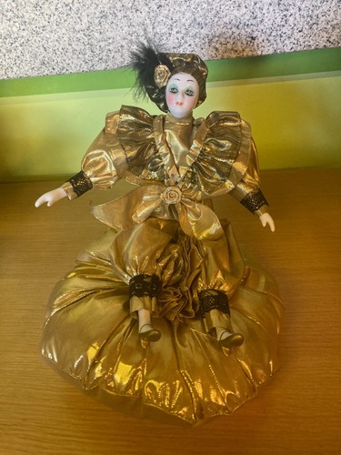 Harlekin puppe goldfarben mit - puppe,