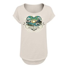 Frauen Mädchen Long Slub T-Shirt Meer Sonne Strand Herz Motive Sprüche Spruch