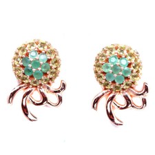 Smaragd und Peridot Ohrringe in Sterling Silber/Rose Gold Plated