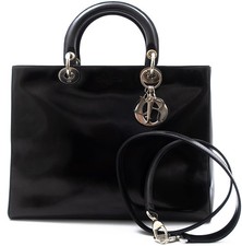 LADY DIOR GM XL CHRISTIAN DIOR HAND BAG TASCHE MATT PATENT LACKLEDER +STRAP RAR