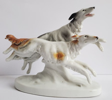 Vintage Windhunde Porzellan Figur, Hund, Barsois, Carl Scheidig, Thüringen,Deko