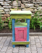 Unikat -Nachttisch-Buntstiftfarben- Neues Schränkchen aus Altholz-Beistelltisch