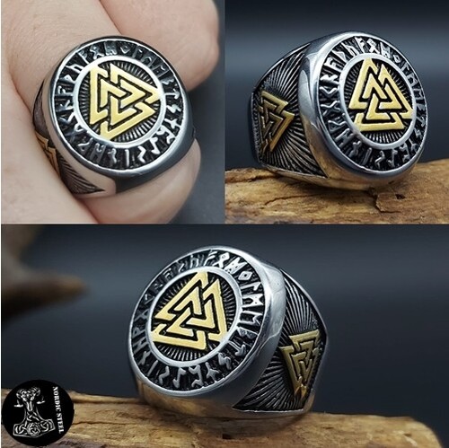 Ring edelstahl runen valknut - runen,