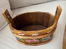 Holz Wanne, Bottich, Zuber handbemalt Landhaus