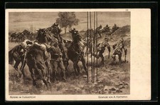 Künstler-AK Anton Hoffmann - München: Reiterei im Fussgefecht 1915 