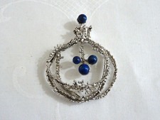 Großer Anhänger,Medaillon 835 Silber mit blauen Steinen