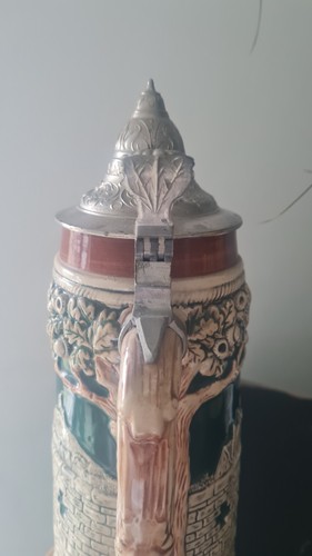 Maßkrug mit zinndeckel - l,
