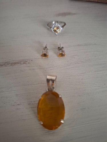 Citrin ring mit anhänger - mit, und