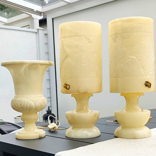 Tischlampe alabaster beige - tischlampe,
