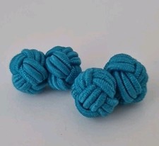Manschettenknöpfe, Seidenknoten türkis-blau