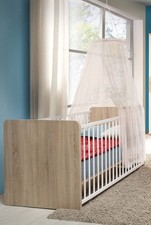 Babybett 70x140cm Kinderzimmer Gitterbett Lattenrost sonoma eiche weiß 54598157