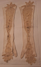 Mode um 1900 Abendhandschuhe Lang mit Stickerei Ziegenleder