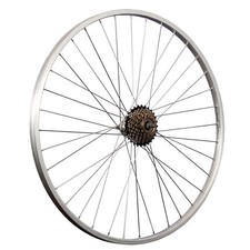 28 Zoll Fahrrad Hinterrad Laufrad Aluminiumfelge mit 7 fach Schraubkranz silber