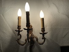 Wandleuchte, Wandlampe, Antik, Bronze, Stil Lois XV, 3-flammig