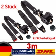 2X 3 Punkt Automatikgurt Sicherheitsgurt Universal Gurtpeitsche 300cm + Emark