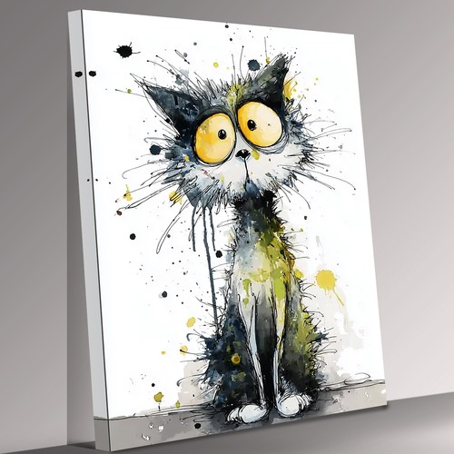 Scruffy cat aquarell - cat,