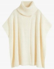 Poncho-Pullover Gr. 36/38 Cremeweiß Damen Warm Strickpullover Cardigan Neu