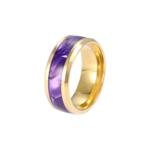 Edelstahl ring lila inlay gold - edelstahl,