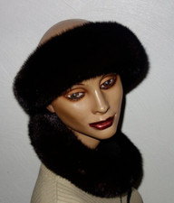 Brown mink fur headband saga - brown,