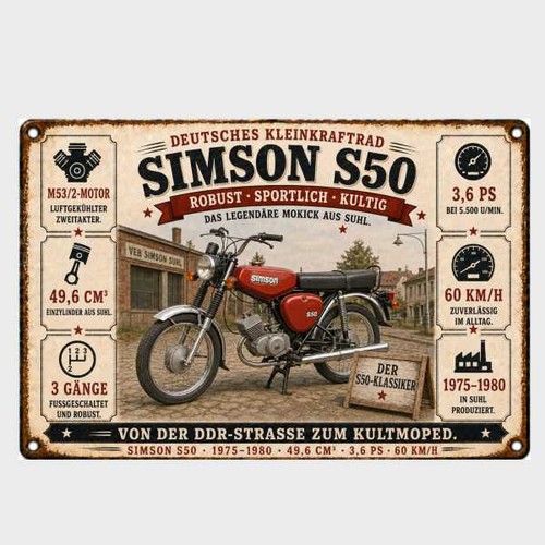 Blechschild simson s50 moped - blechschild,