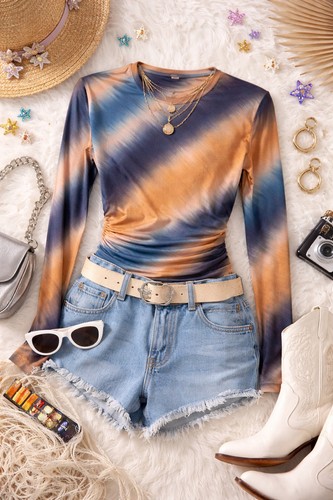 Mesh shirt ombré effekt - shirt,