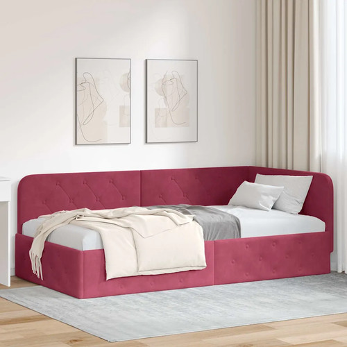 Eckbettgestell samt samtbett - eckbettgestell,