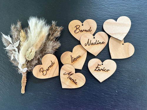 Holz herz namenskärtchen - holz,