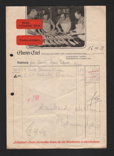 Sonneberg rechnung 1939 - sonneberg,,