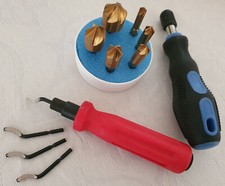 Entgrater mit 4 Klingen Schraubendrehergriff mit Bitaufnahme 6 Kegelsenker Satz