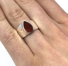 925 Silber Siegelring Karneol rot massiver Herrren Ring Schmuck 20.0mm / 63