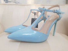 Zara Blogger Mary Jane T-Strap High Heels Gr.37, Baby Blue NEU