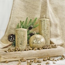 Stumpen Kugel Kerzen Glitzer