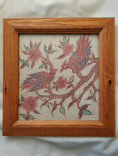 SEIDENBATIK, WANDBILD IM HOLZRAHMEN, VÖGEL & BLUMEN, SEIDENMALEREI, HANDARBEIT