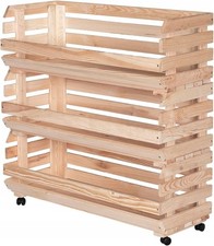 Groß Obstkiste Holz Rollen