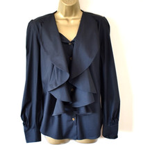 Vivienne Westwood Red Label Rüschen Shirt UK 8 schwarz drapierter Kragen Bluse Top