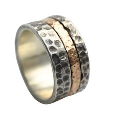 Breiter Bicolor Ring "Hadar", gehämmert