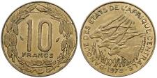 Zentralafrika Central African States 10 Francs 1974-2006 KM#9 verschiedene Jahre