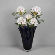 Vase Glas gewellt blau