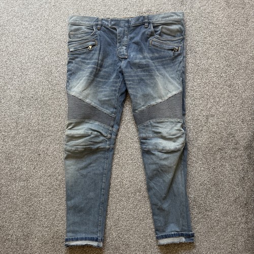 Balmain distressed blau biker - balmain,
