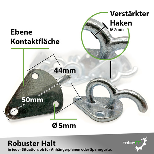 Stück dreiloch planenhaken - dreiloch,